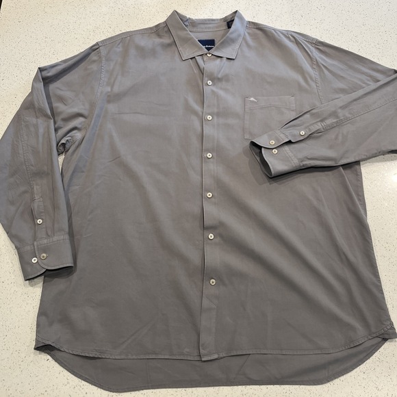 Tommy Bahama Other - Tommy Bahama Shirt Mens 3XL Gray Solid Long Sleeve Button Up Silk Blend Tropical